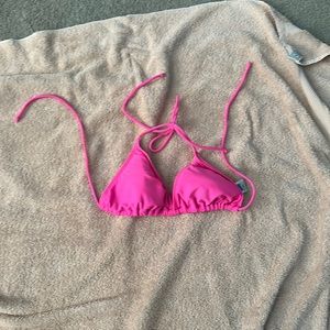 Island World Apparel Hot pink drawstring bikini top --Women's small